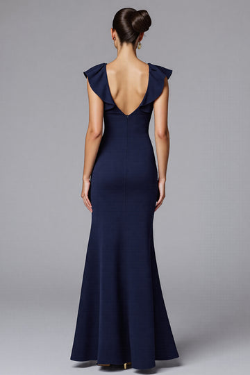 Navy Mermaid Long Formal Dress